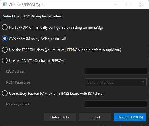 code generator EEPROM area