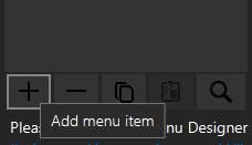 Menu Item toolbar (add item highlighted)